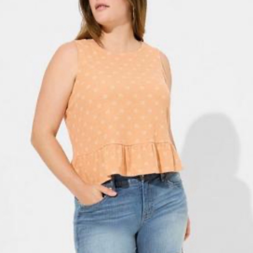 Torrid Peach Bloom Texture Knit High Neck Ruffle Crop Top